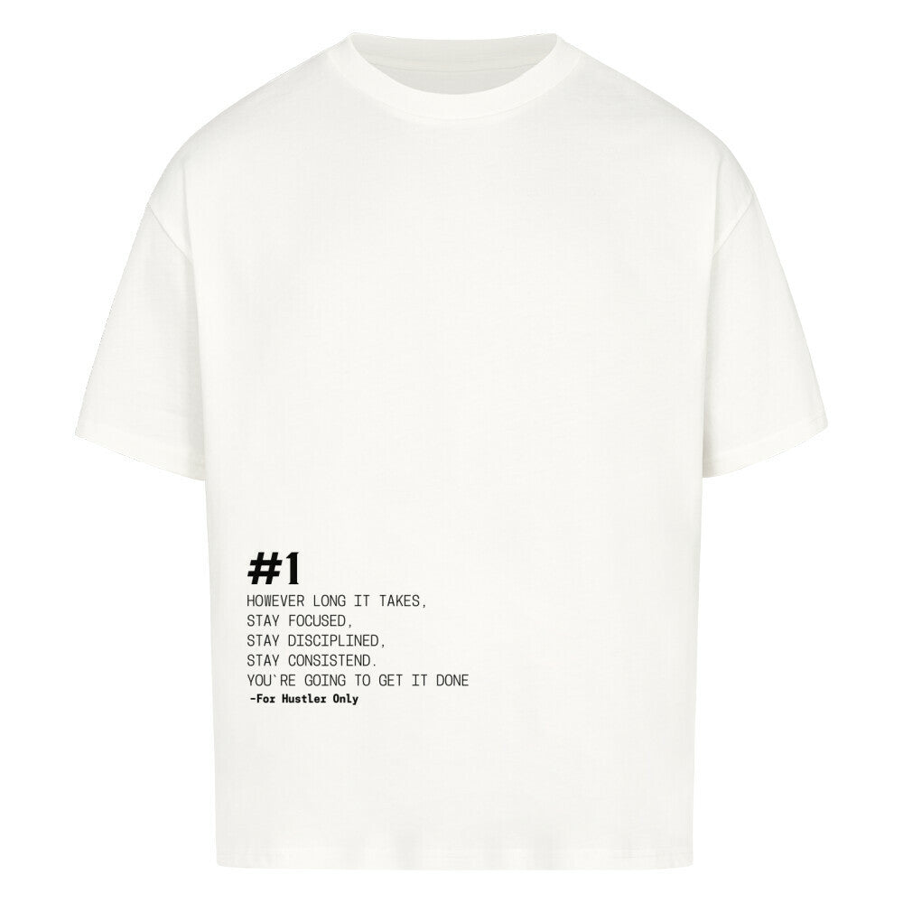 Weißes Oversized T-Shirt Damen/Herren mit #1 Motivation Print FHO