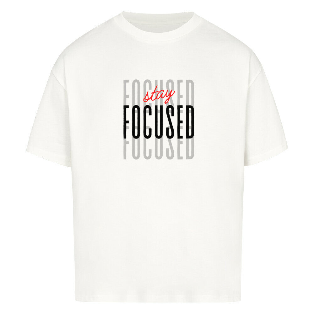 Weißes Oversized T-Shirt Damen/Herren mit stay Focused Motivation Print FHO