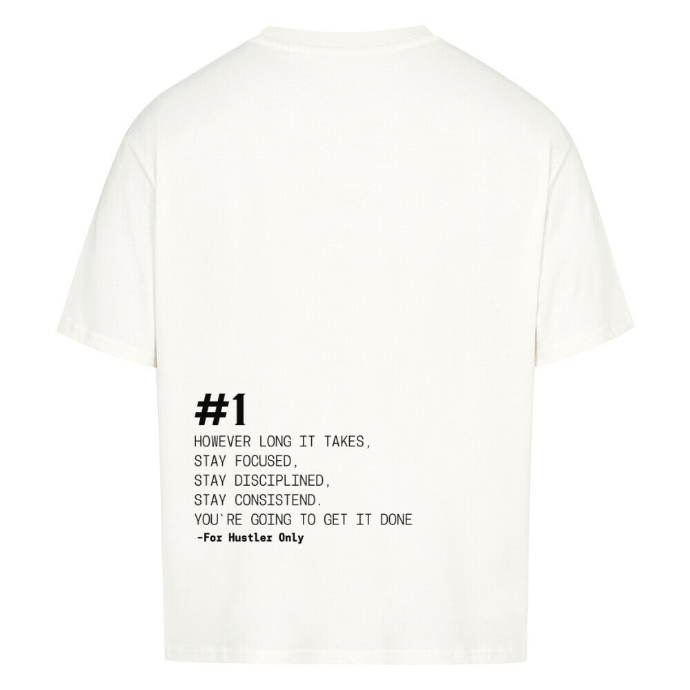 Weißes Oversized T-Shirt Damen/Herren mit Rule #1 Motivation Backprint FHO