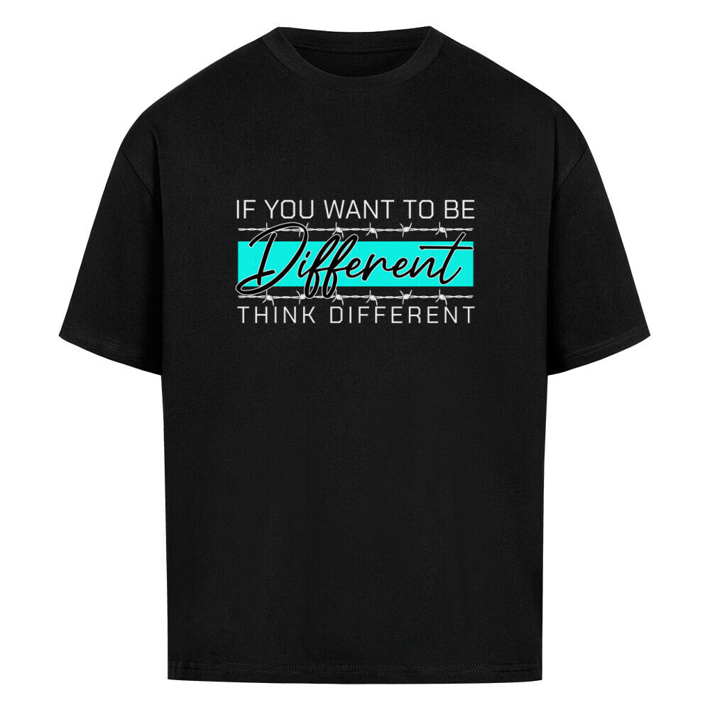 Schwarzes Oversized T-Shirt Damen/Herren mit If you want to be Different Motivation Print FHO