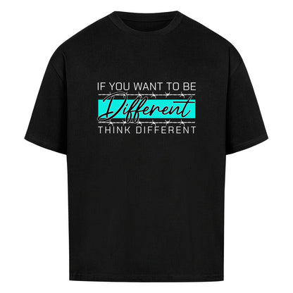 Schwarzes Oversized T-Shirt Damen/Herren mit If you want to be Different Motivation Print FHO