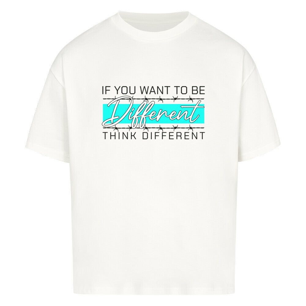 Weißes Oversized T-Shirt Damen/Herren mit If you want to be Different Motivation Print FHO