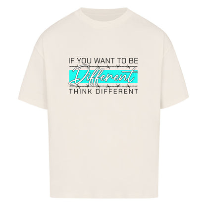 Beiges Oversized T-Shirt Damen/Herren mit If you want to be Different Motivation Print FHO