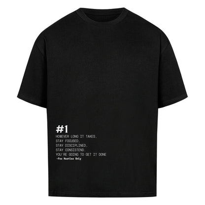 Schwarzes Oversized T-Shirt Damen/Herren mit #1 Motivation Print FHO