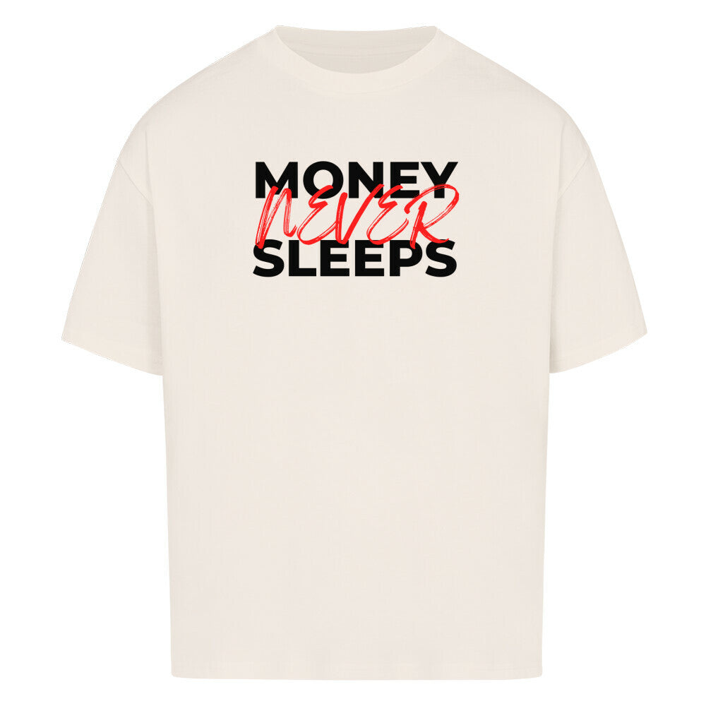 Creme Oversized T-Shirt Damen/Herren mit Money never sleeps Motivation Print FHO