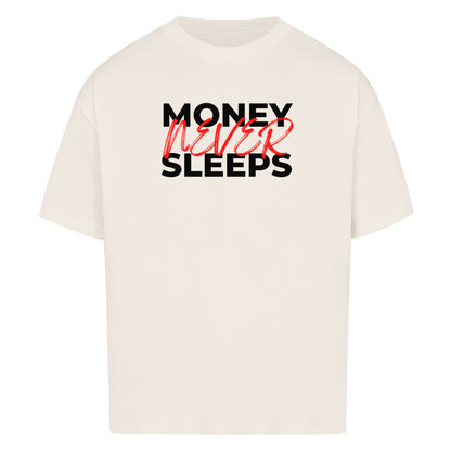 Creme Oversized T-Shirt Damen/Herren mit Money never sleeps Motivation Print FHO